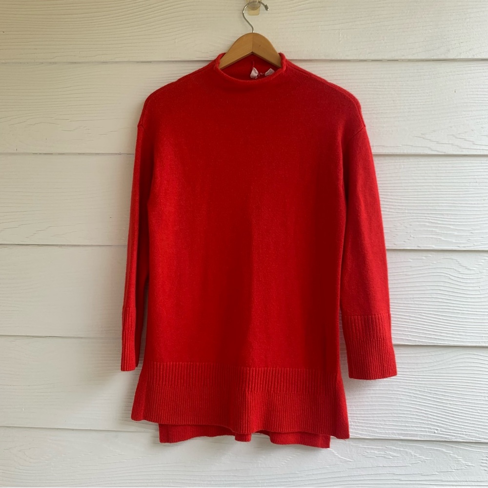 Moth red orange mock neck pullover sweater size XS long sleeve stretch Fall